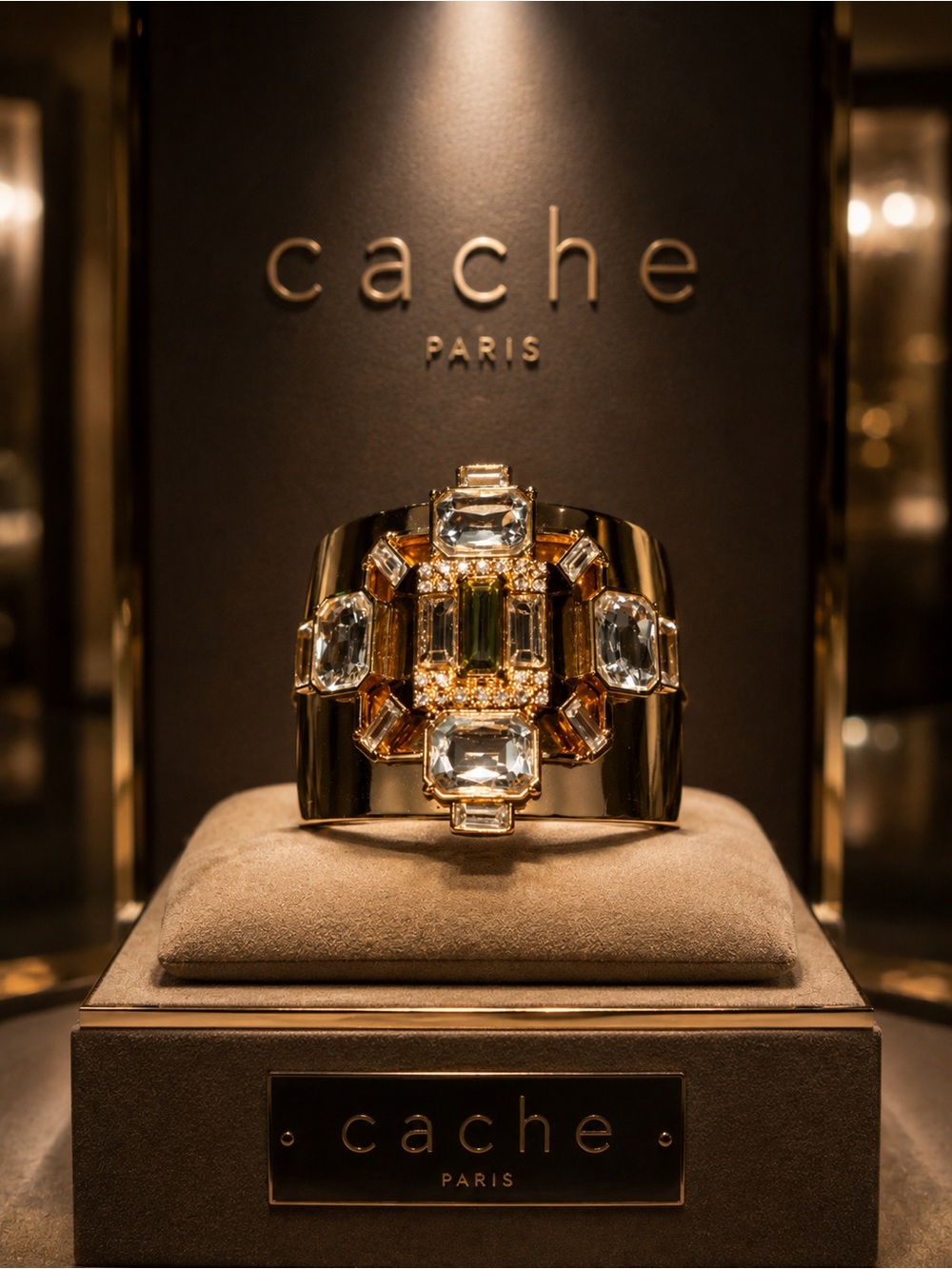 Cache Gold-tone Multi-Crystal Statement Cuff